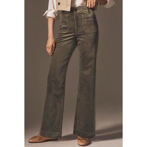 Anthropologie Maeve Colette Corduroy Full-Length Wide-Leg Pants Womens 27 Olive